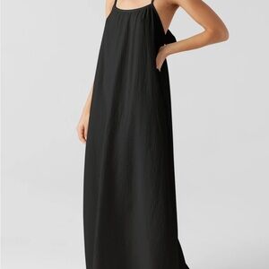 Sol Angeles Women’s Size Medium/Large Gauzy Maxi Dress Black Cotton Pockets
